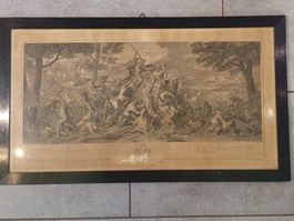Antikes kriegsbild stich elefanten und die alpen
