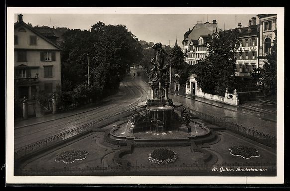 Cartoline postali: AK St. Gallen, Broderbrunnen – Usato da Berlin venduto da bartko-reher
