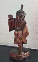 Holzfigur, asiatischer Fischer, geschnitzt, Vintage Deko