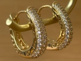 Luxus Elegante Edelsthal Ohrstecker Ohrschmuck Farbe Gold