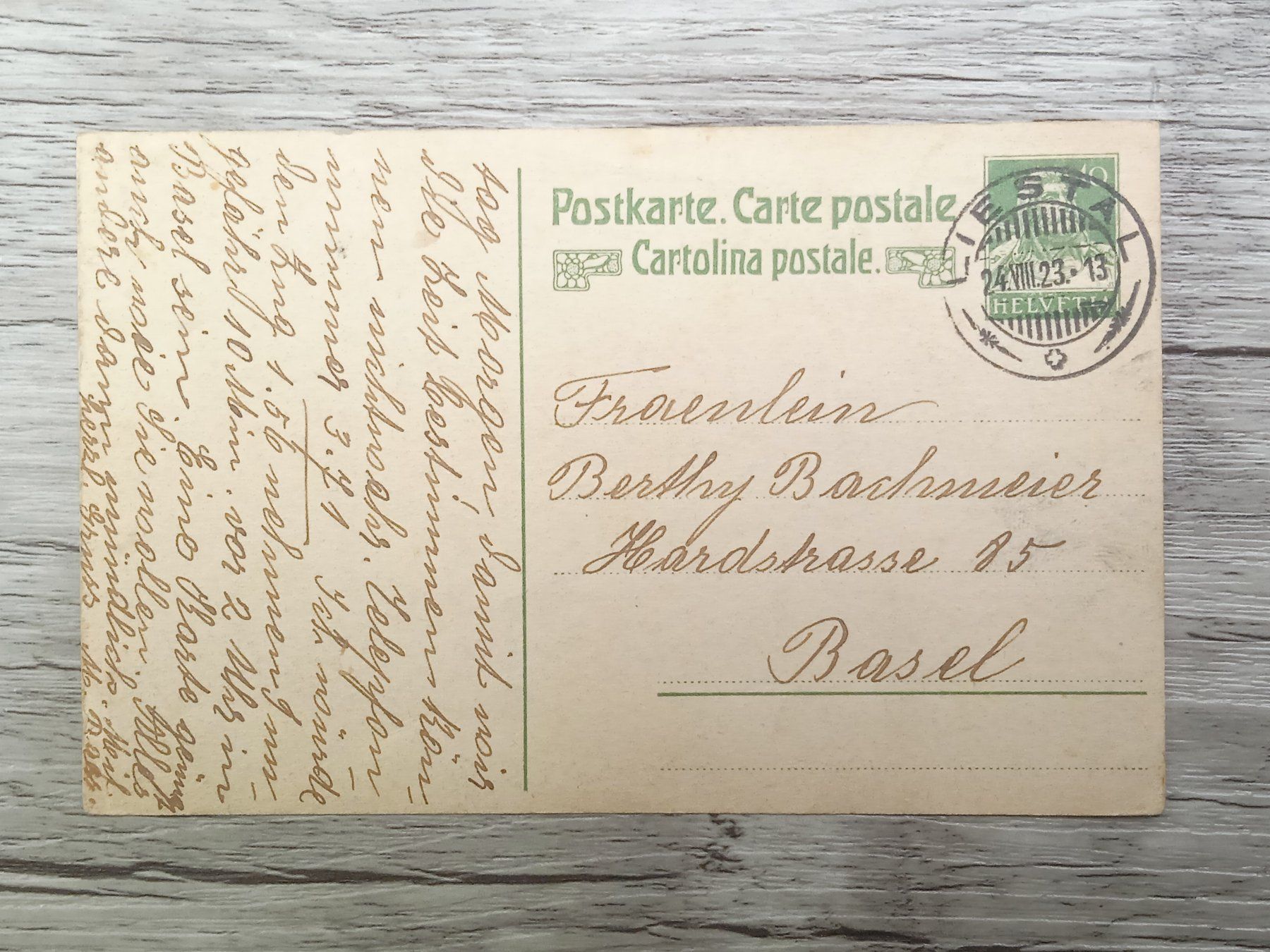 Tutti i francobolli: TR52 Carte Postale + Timbre Suisse 1923 – Usato da Cousset venduto da Patrick_Collections