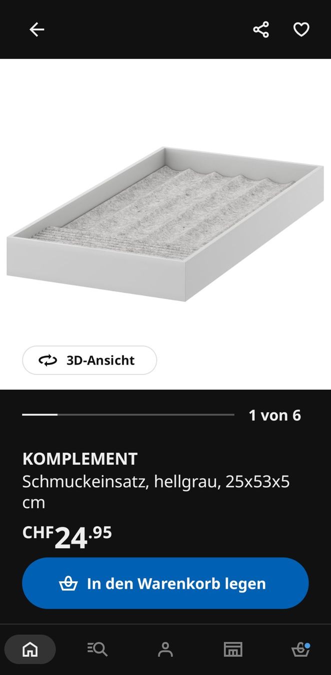 Ikea Sistemi di archiviazione: IKEA KOMPLEMENT Schmuckeinsatz, hellgrau, 25x53x5 cm – Usato da Dietikon venduto da rvs_g9y7 3