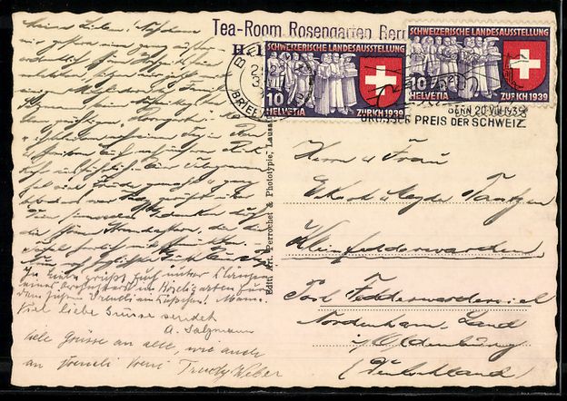 Cartoline postali: AK Bern, Rosengarten mit Teich und Springbrunnen – Usato da Berlin venduto da bartko-reher 1