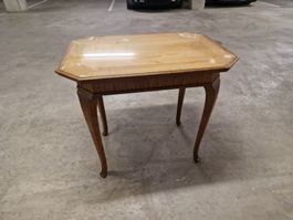 Beistelltisch Holz mit Glasplatte gebrauchter Zustand