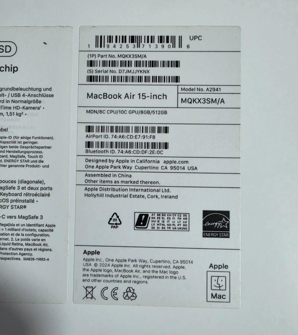 Apple Portables: Apple MacBook Air M2 15" – D'occasion à Reconvilier par MARCLAT 5