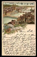 Litho Zürich, Stadtansicht mit Limmat, 