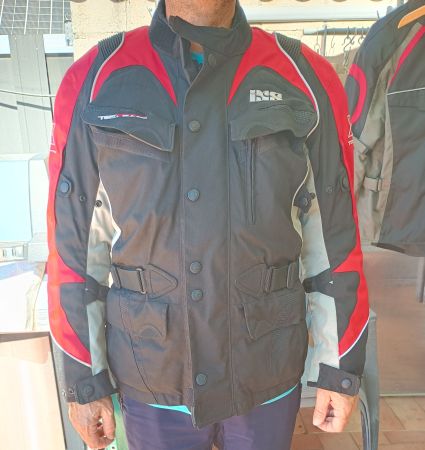 Veste moto IXS noir rouge