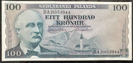 100 Isländische Kronen Banknote, sehr gut erhalten!