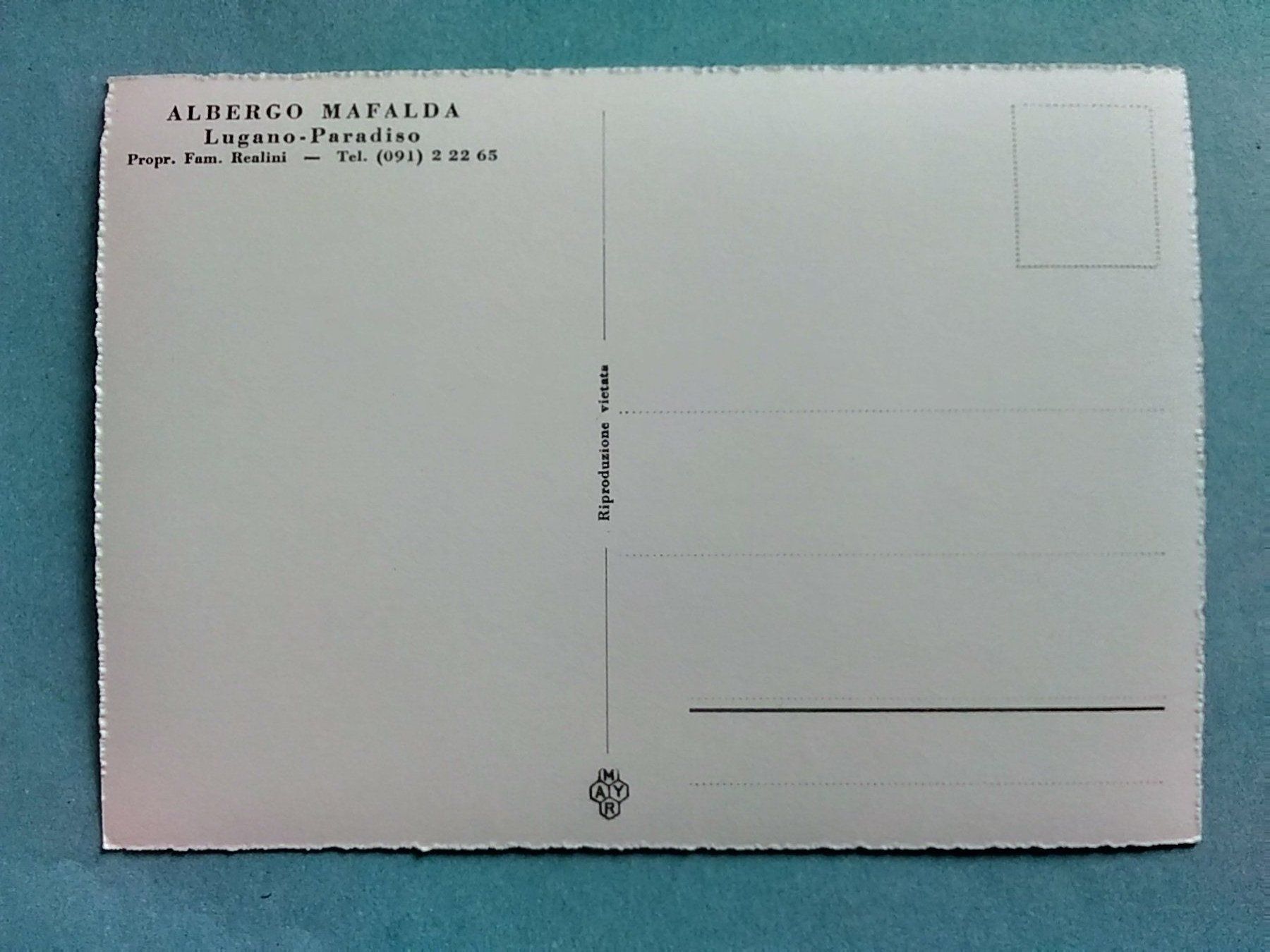 Cartoline postali: TI Lugano Albergo MAFALDA – Usato da Appenzell venduto da lama19 1
