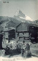 Zermatt VS  -  Alte Chalets mit Matterhorn    um 1 9 0 8