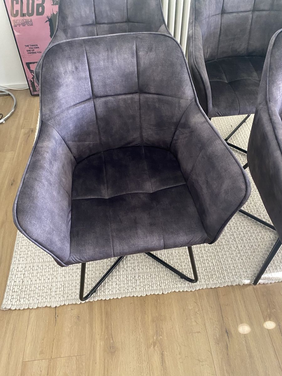 Chaises: 4 Stühle Samt Optik Grau NEU – Neuf (Voir description) à Luzern par pie_qfq9 2