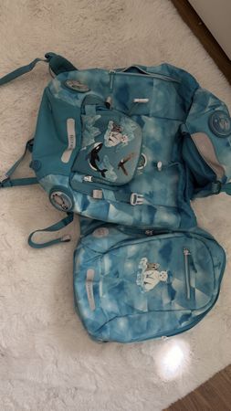 Beckmann Backpack Blue Arctic Print Good Condition