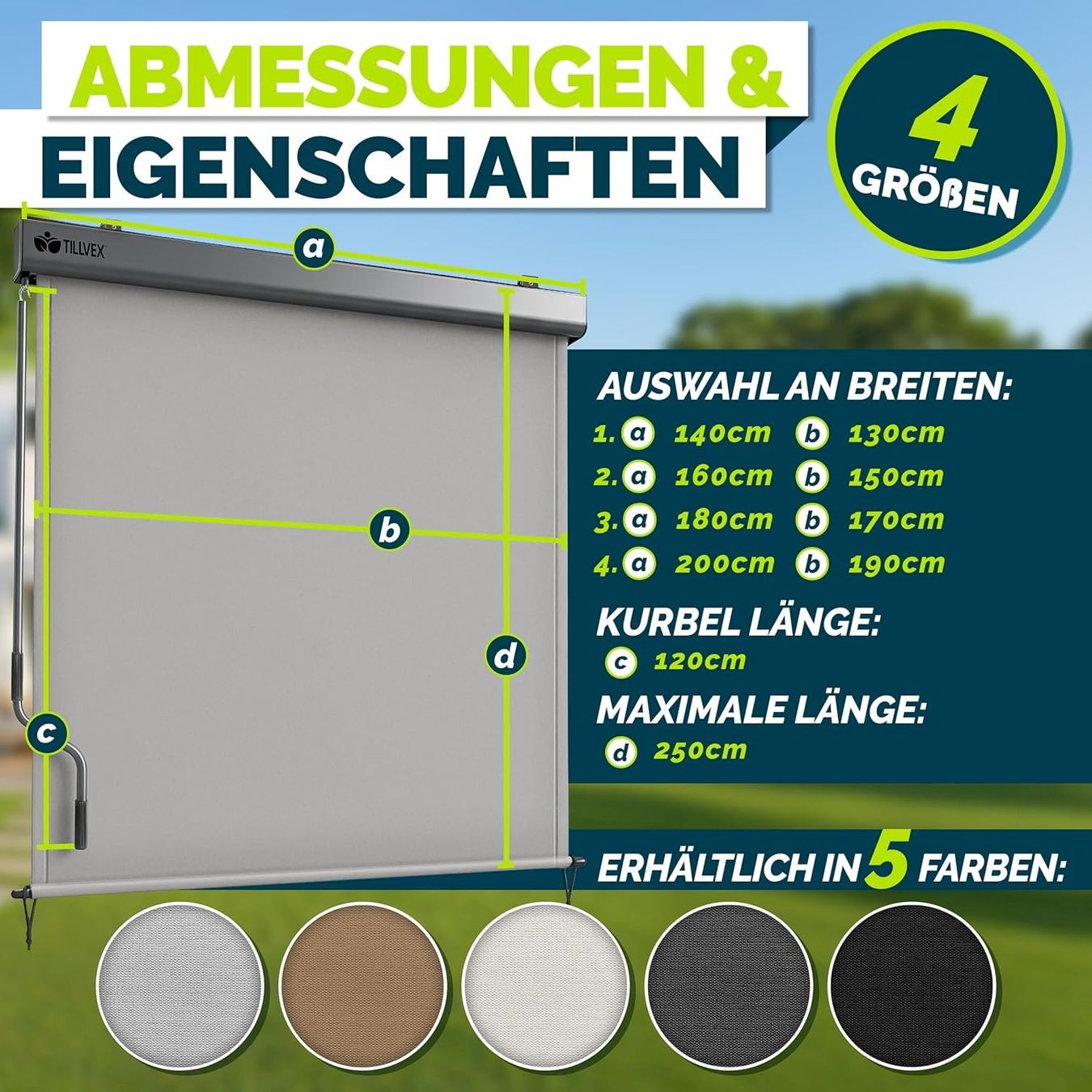 Markisen: Aussen-Senkrechtmarkise 200x250 grau – Neu und originalverpackt aus Bottighofen von zaap 3