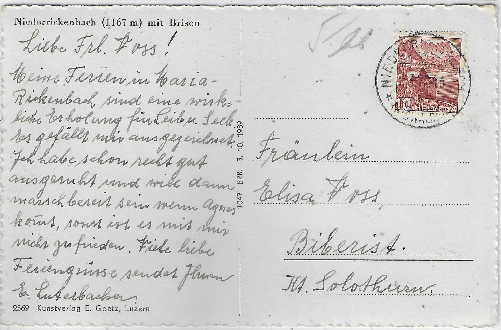 Cartoline postali: Niederrickenbach mit Brisen – Usato da Ettingen venduto da Kartenplanet 1