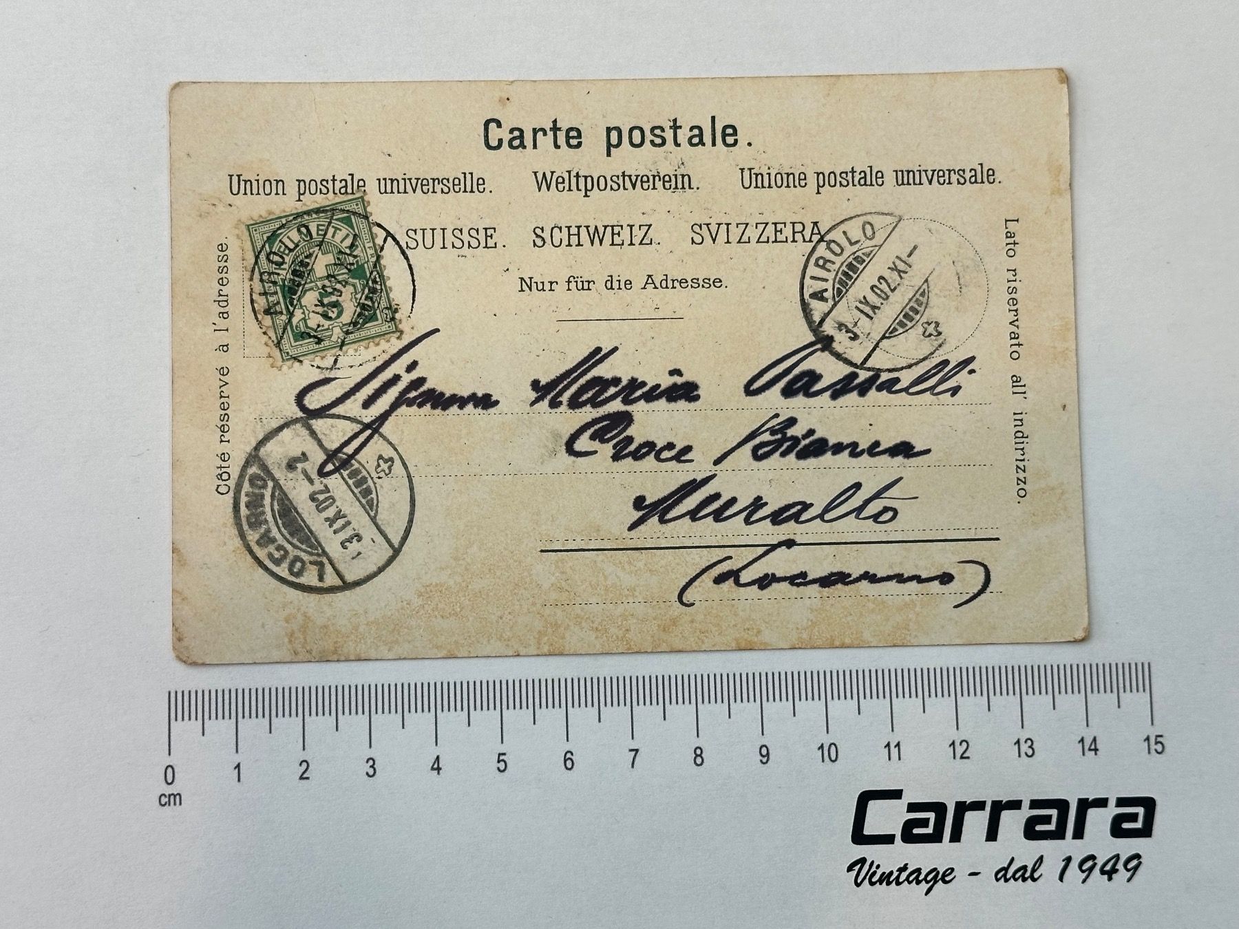 Cartoline postali: Postkarten Tessin Ticino Airolo 1902 – Usato da Chiasso venduto da Carrara-Modellismo 1