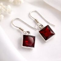 Granat Ohrhänger Silber 925 Sterlingsilber Ohrringe Rot