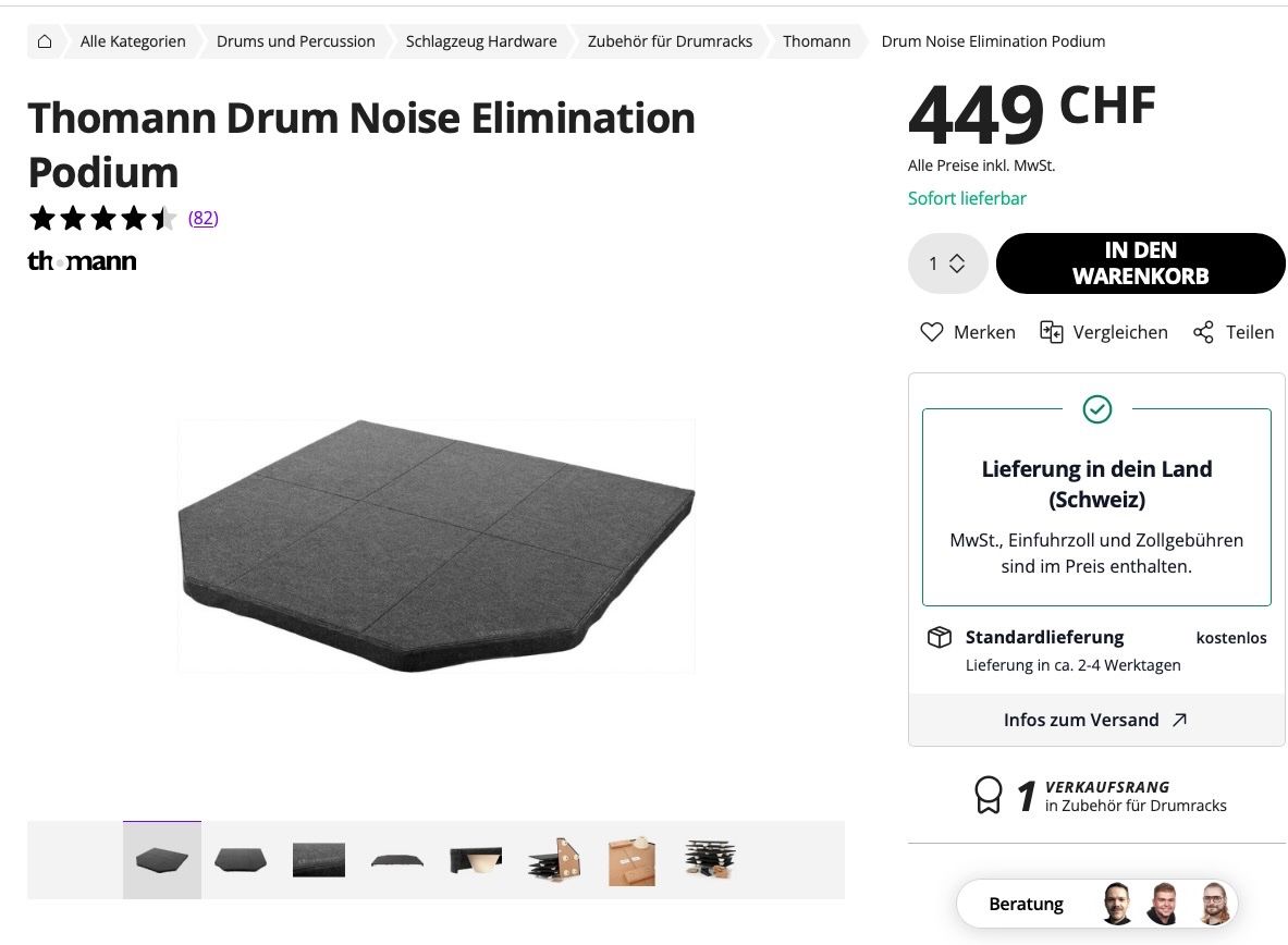Thomann Strumenti musicali: Thomann Drum Noise Elimination Podium – Usato da Urdorf venduto da prime75321 2