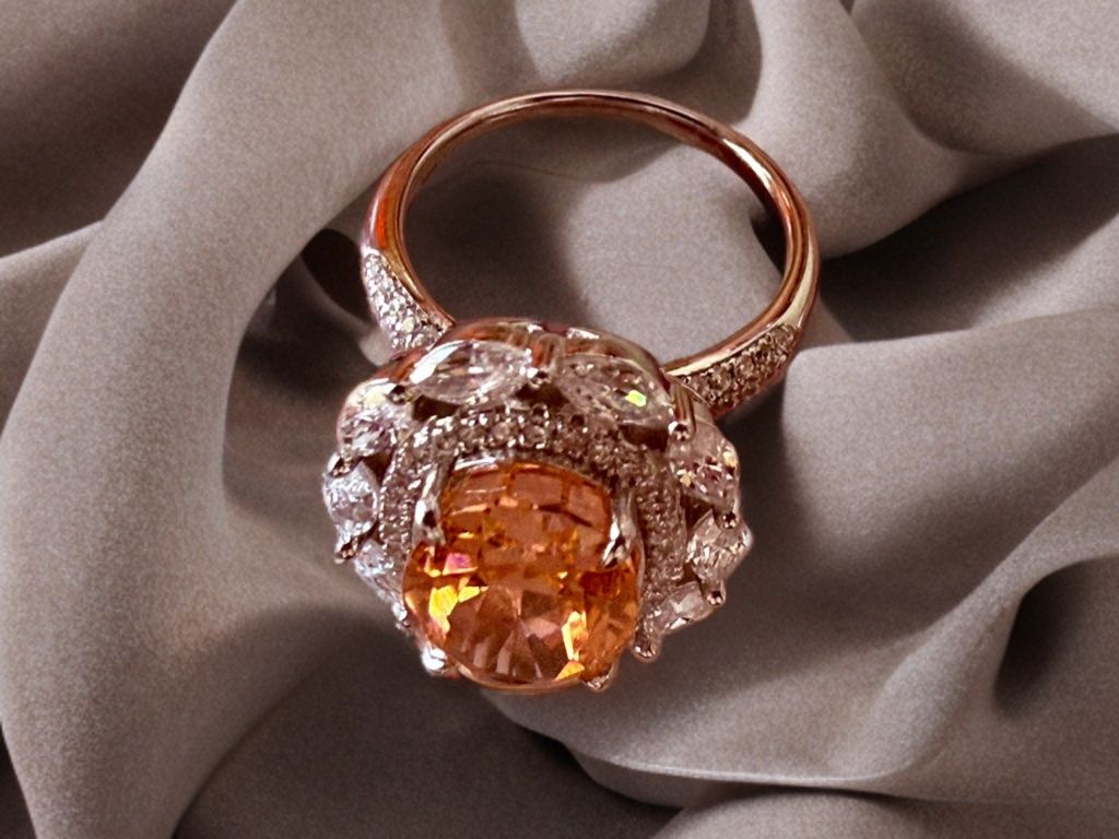 Anelli: Bague exceptionnelle Saphir orange – Nuovo e nell'imballaggio originale da St-Maurice venduto da Sandrinette123 4