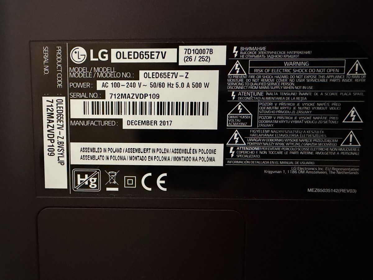 LG Televisori: LG OLED 65 E7V – Usato da Utzenstorf venduto da Hubler3 7