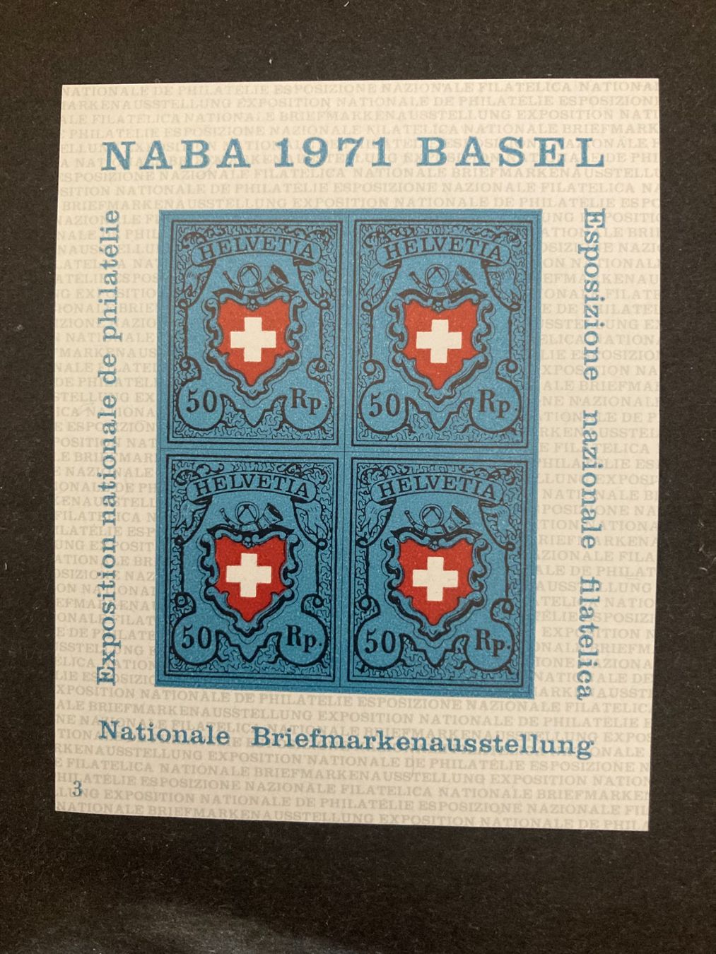 Tutti i francobolli: Schweiz 1971 Block NABA Basel nr.3 postfrisch – Nuovo (secondo la descrizione) da Liestal venduto da schnueps
