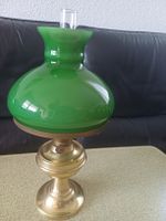 Petrollampe Messing mit grünem Glasschirm guter Zustand