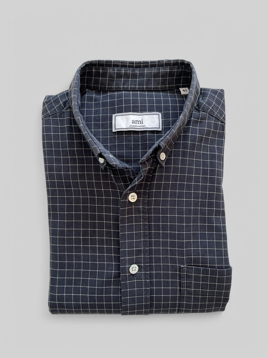 Camicie: AMI Button-Down Hemd – Kariert, Gr. 41 / M / 100 % Baumwolle – Usato da Zürich venduto da Recode.Fashion 6