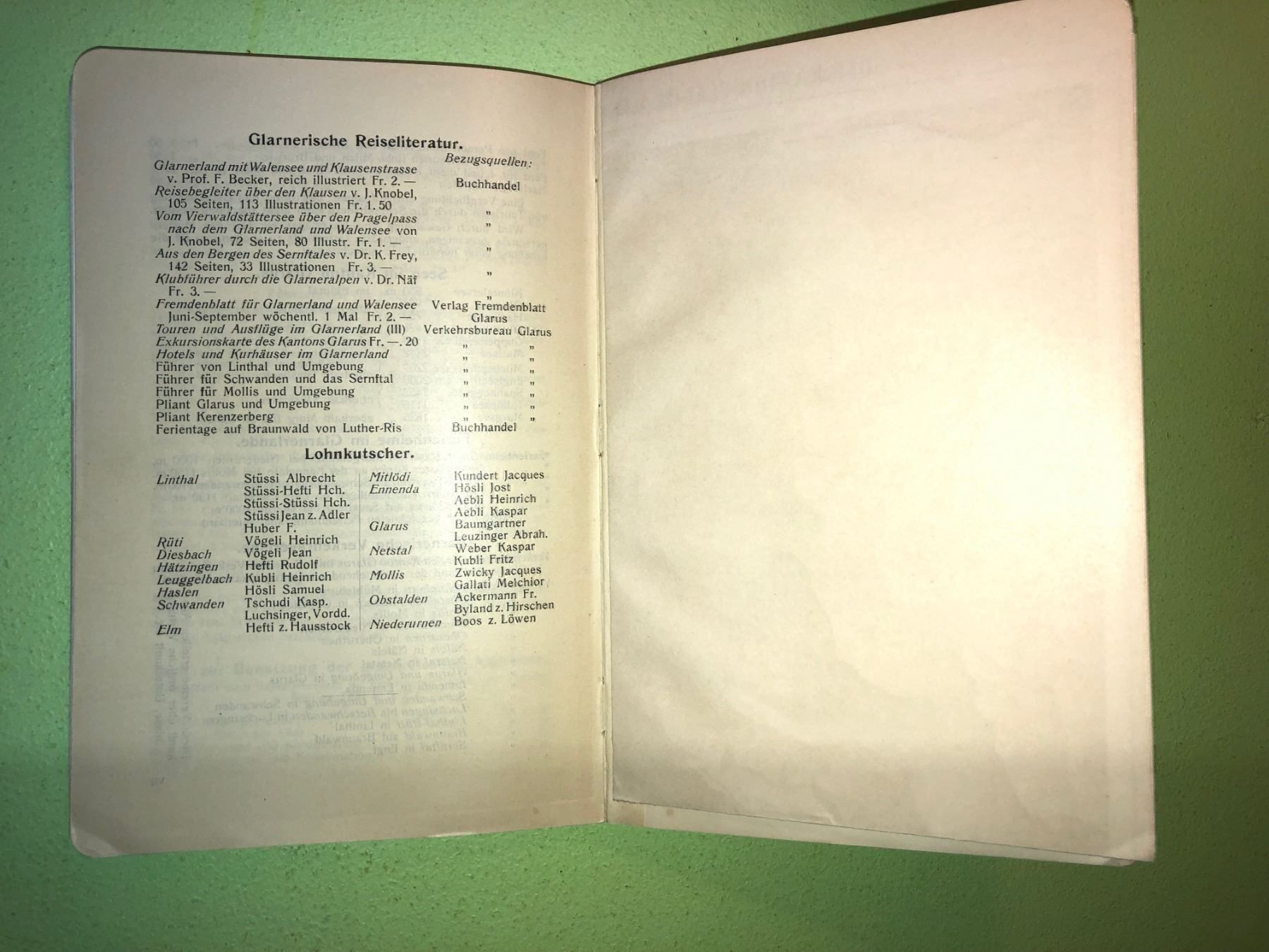 Libri: F. Becker: Glarnerland mit Walensee und Klausenstrasse. – Usato da Zürich venduto da allp 8
