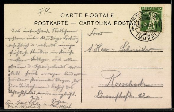 Cartoline postali: AK Murten, Ortsansicht mit Stadttor – Usato da Berlin venduto da bartko-reher 1