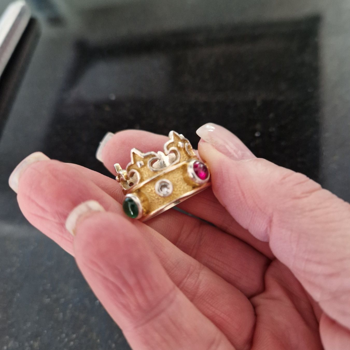 Anelli: Kronen-Ring, 925 vergoldet, vintage – Usato da Gränichen venduto da sunchi07 3