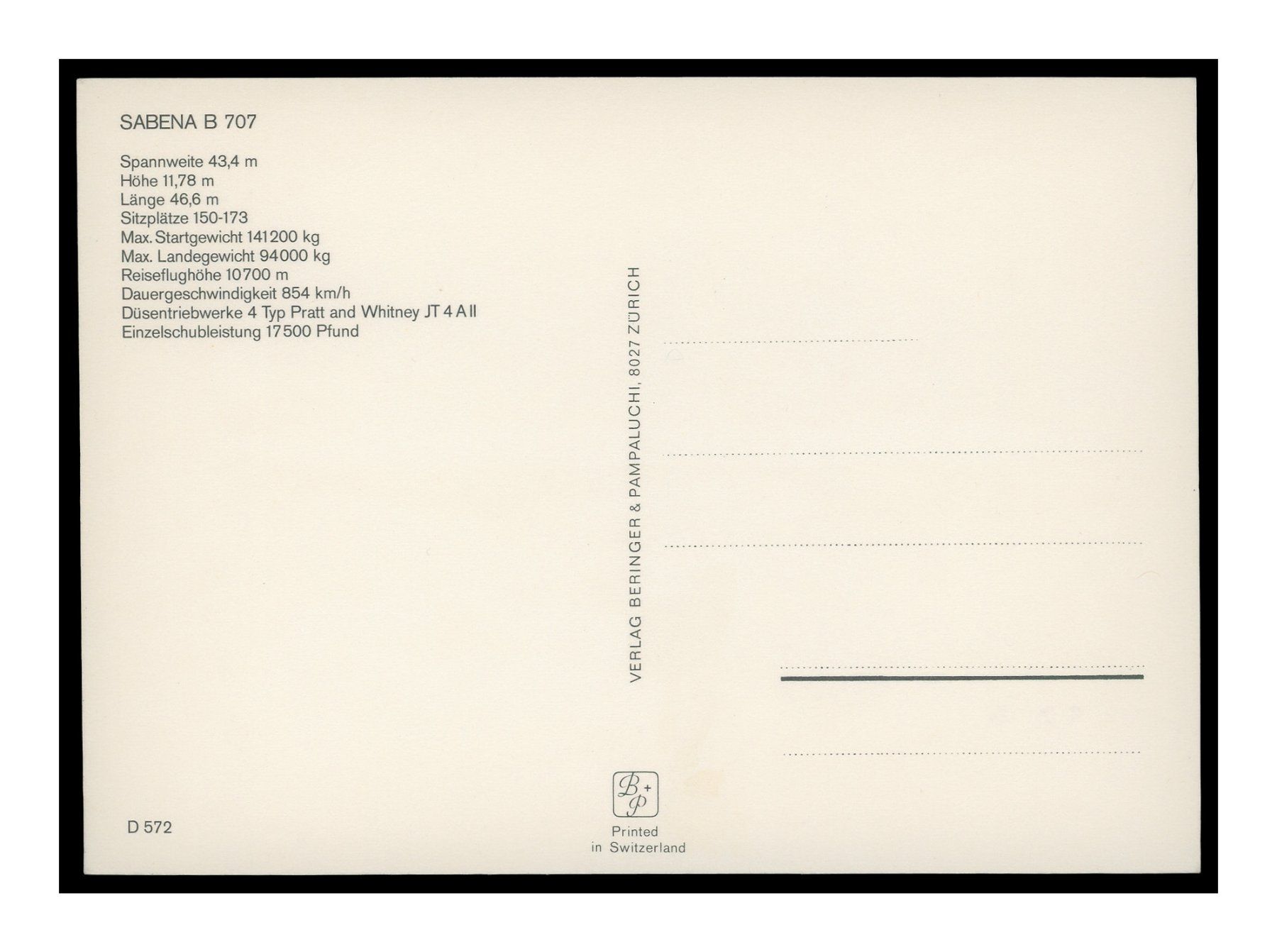 Cartoline postali: BOEING 707 - 1970 "Sabena" – Usato da Onex venduto da Lagorel01 1