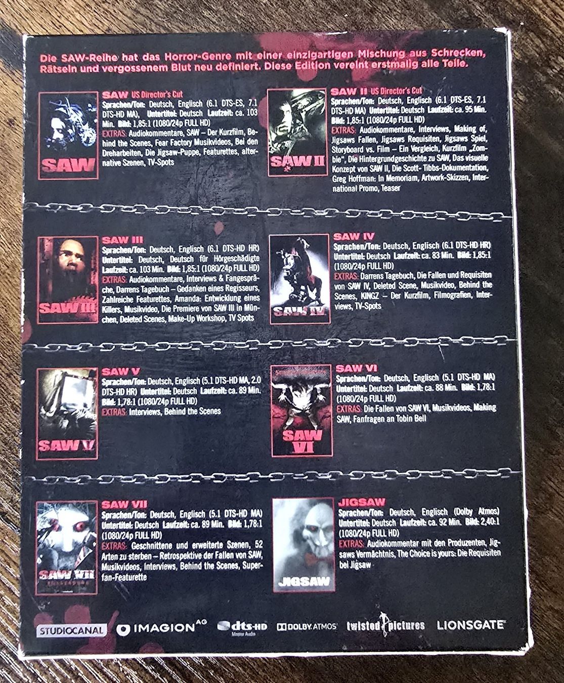 Tutti i DVDs: Saw 1 - 8 definitive collection - BluRay – Usato da Mollis venduto da TobiNix 1