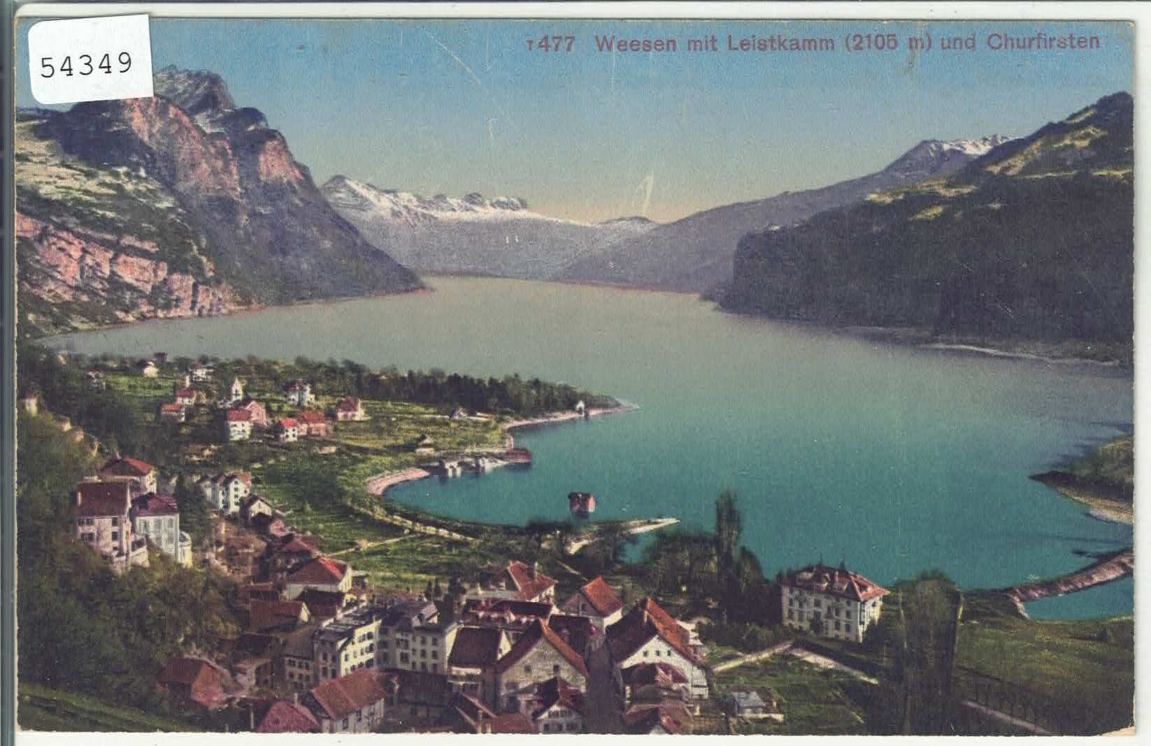 Ansichtskarten: Weesen mit Leistkamm und Churfirsten - Litho – Gebraucht aus Ettingen von Kartenplanet