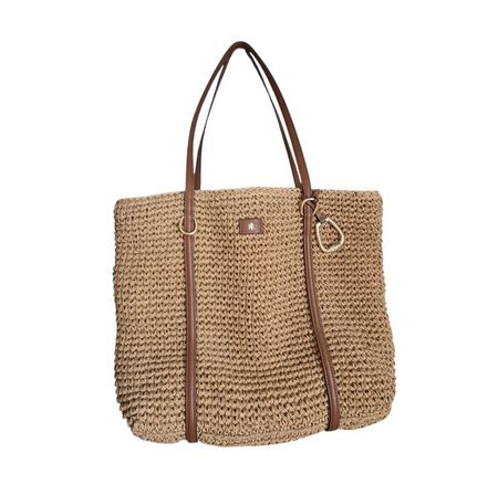 Sac cabas Ralph Lauren en paille tressée beige