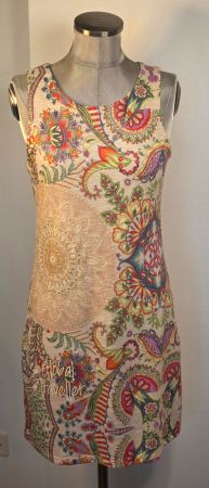 SM 36/38 DESIGUAL Sommer Strickkleid Etuikleid Global Travel