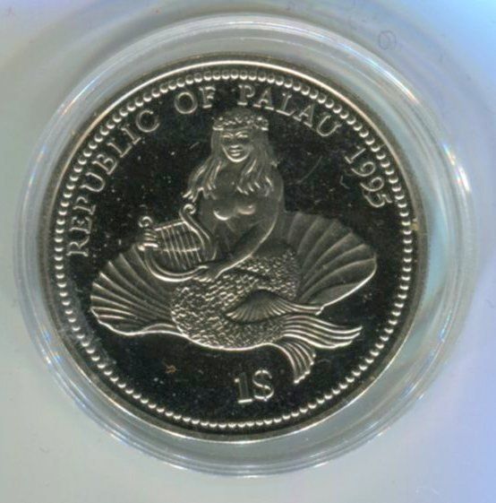 Tutti le monete: Farbmünze "Seepferdchen. 1 $. Palau 1995". – Nuovo e nell'imballaggio originale da Basel venduto da Butsch5 1