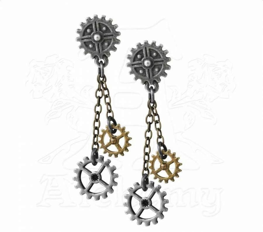 Orecchini pendenti & Orecchini a lobo: Alchemy: Ohrstecker "Machine Head" Steampunk – Nuovo e nell'imballaggio originale da Roggwil TG venduto da Chevalier_69