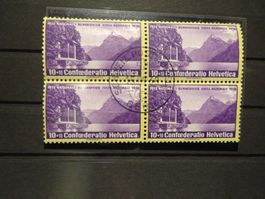 1938 Pro Patria B1z im 4er Block glasklar gestempelt