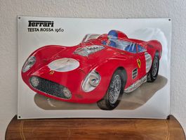 Grosses Emailschild Ferrari Testa Rossa Oldtimer Emaille