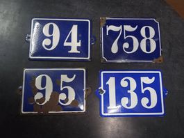 4 Antike Emailleschild Hausnummernschild 94, 95,