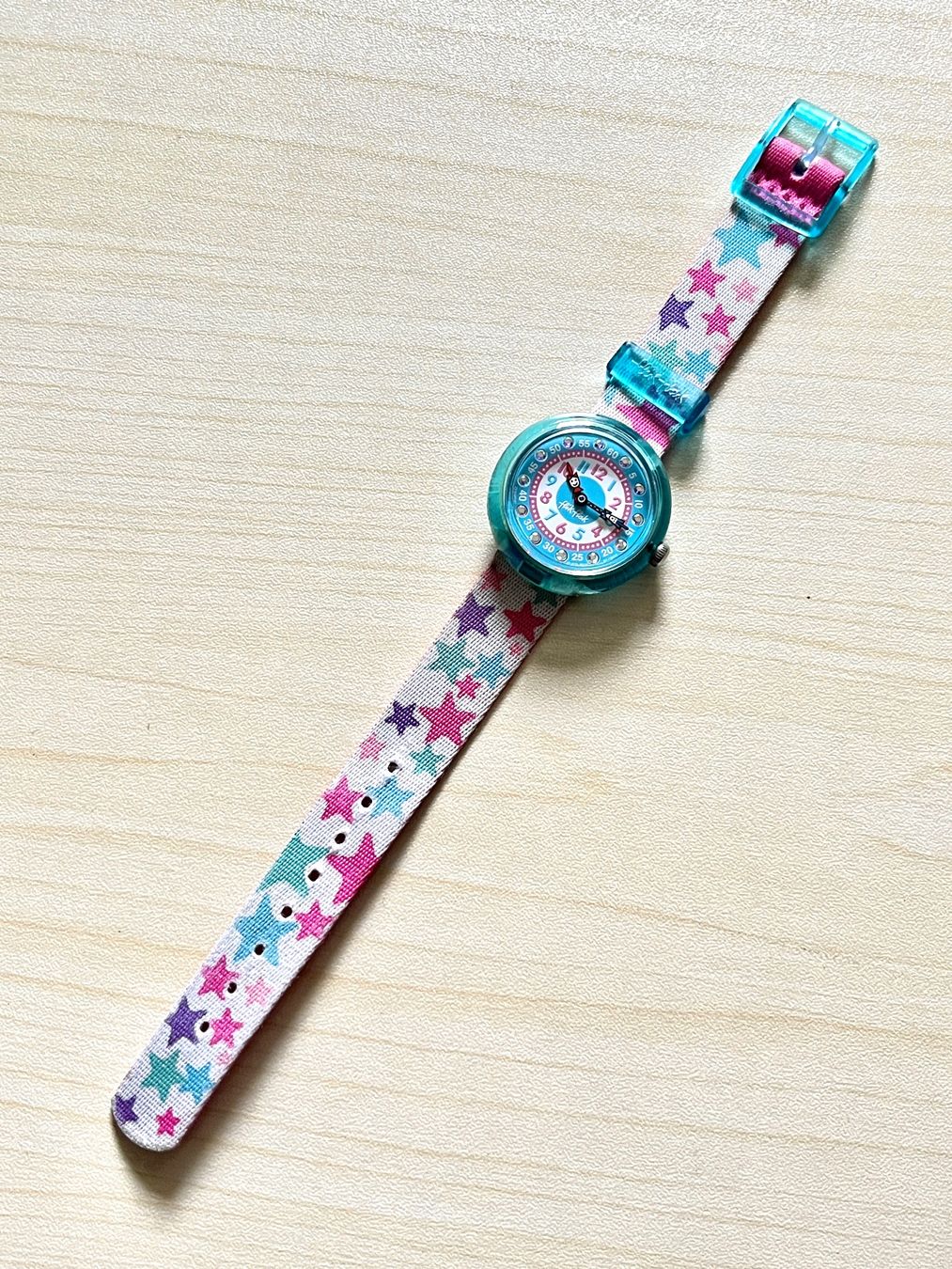 Flik Flak Orologi: Coole Flik Flak Kinderuhr mit Sternen – Usato da Grenchen venduto da chththl 1