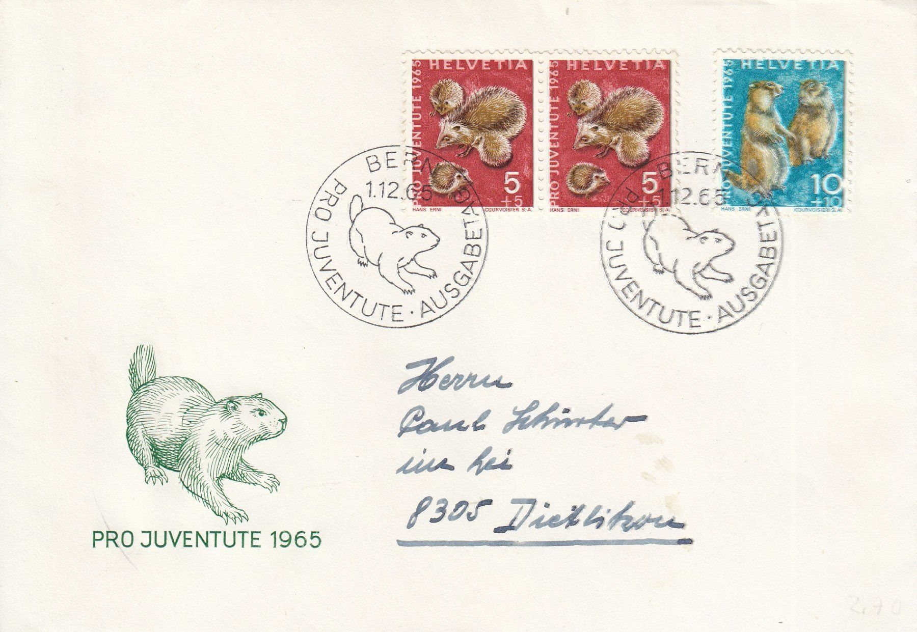 Tutti i francobolli: 1965 Pro Juventute FDC 2 Belege – Usato da Spreitenbach venduto da Mustang_1105