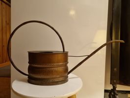 Vintage Kupfer-Giesskanne, Handarbeit, großer Henkel
