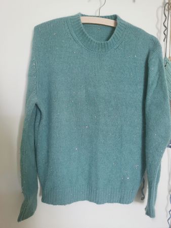 Damen Pullover in Türkis mit Pailletten guter Zustand