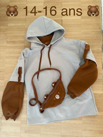 Sweat à capuche + crossbody ours, 14-16 / 38 Hoodie + Sling