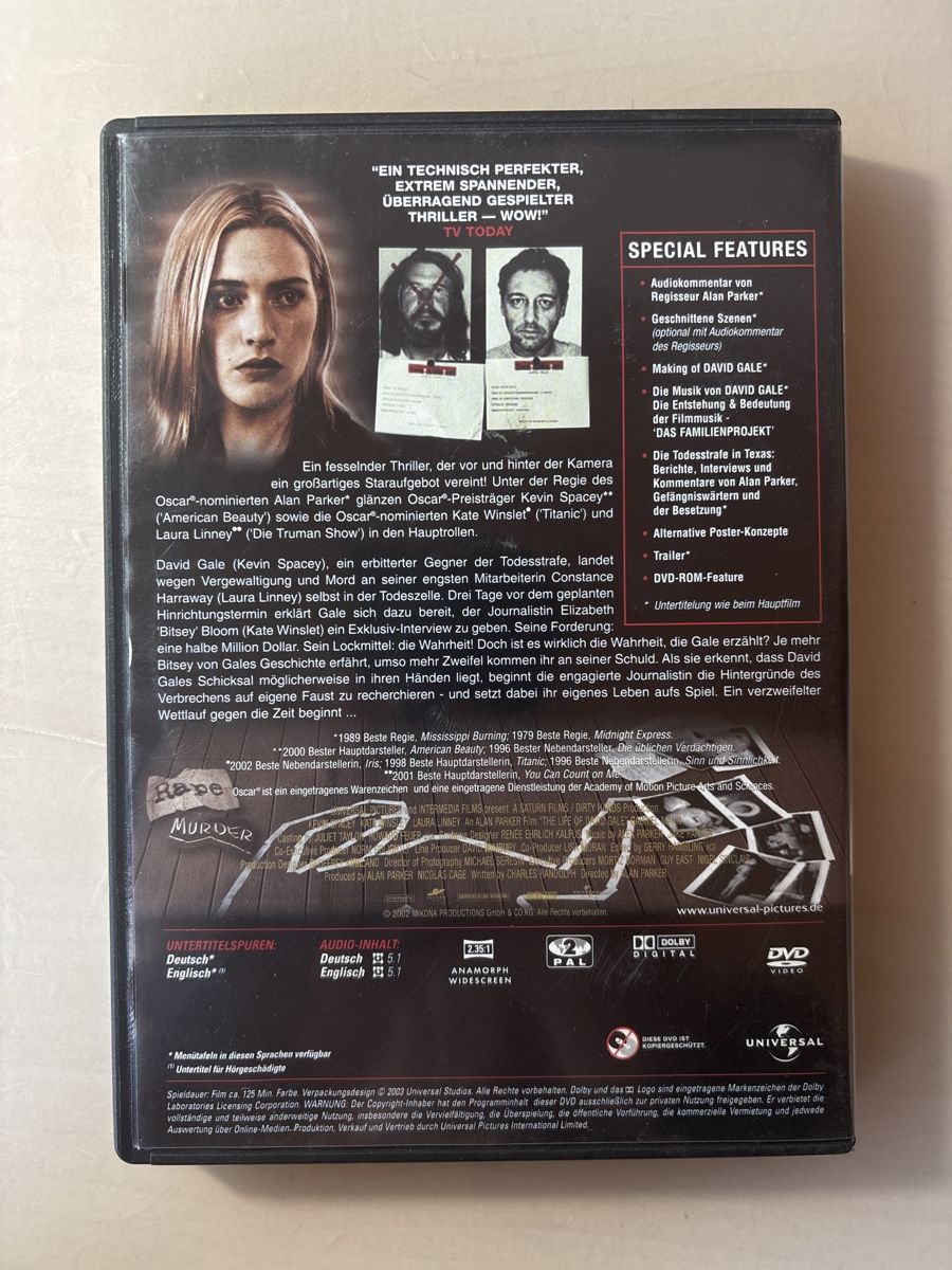 Tutti i DVDs: Das Leben des David Gale  – Usato da Ruswil venduto da Slivio_ 1