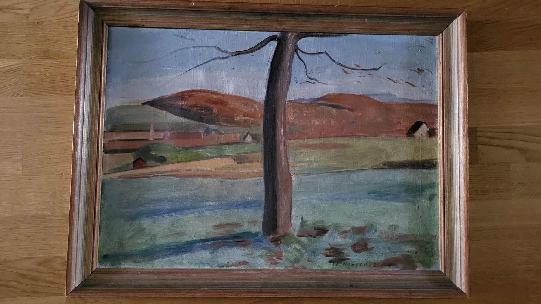 Dipinti: Fluss-Landschaft bei Basel HERMANN MEYER – Usato da Basel venduto da spinne02