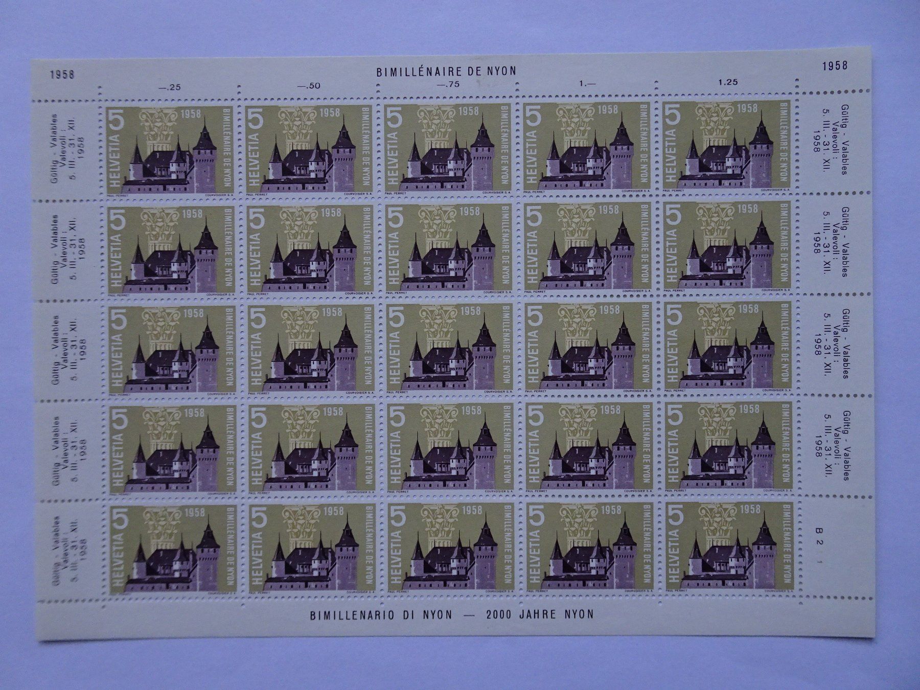 Alle Briefmarken: 1958* – Neu (gemäss Beschreibung) aus Aadorf von Chnorli-Furz