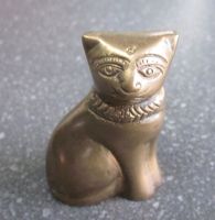 Kleine Vintage massiv Messing Katze  Höhe 5.5 cm