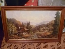 BILD SCHWARZWALD DRUCK KEIN ÖLBILD 92X57CM GEBRAUCHT