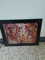 3-D Wechselbild mit indianischen Motiv in schwarzen Rahmen